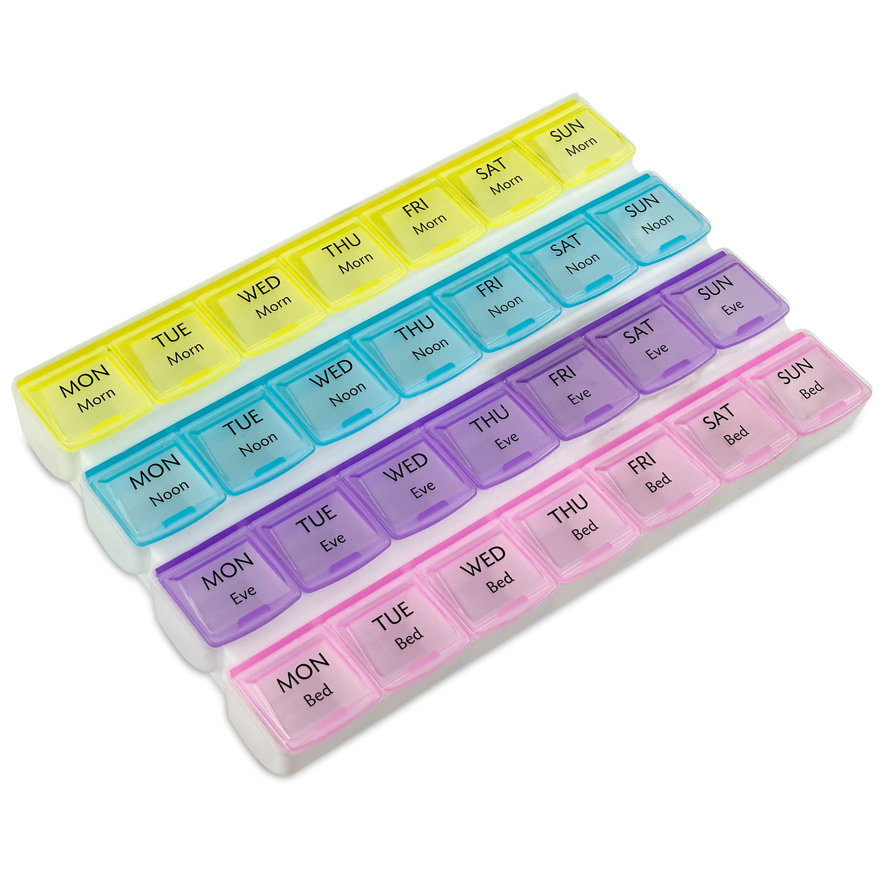 4x Daily Pill Case - Weeklong Medication Organizer with Time Slots