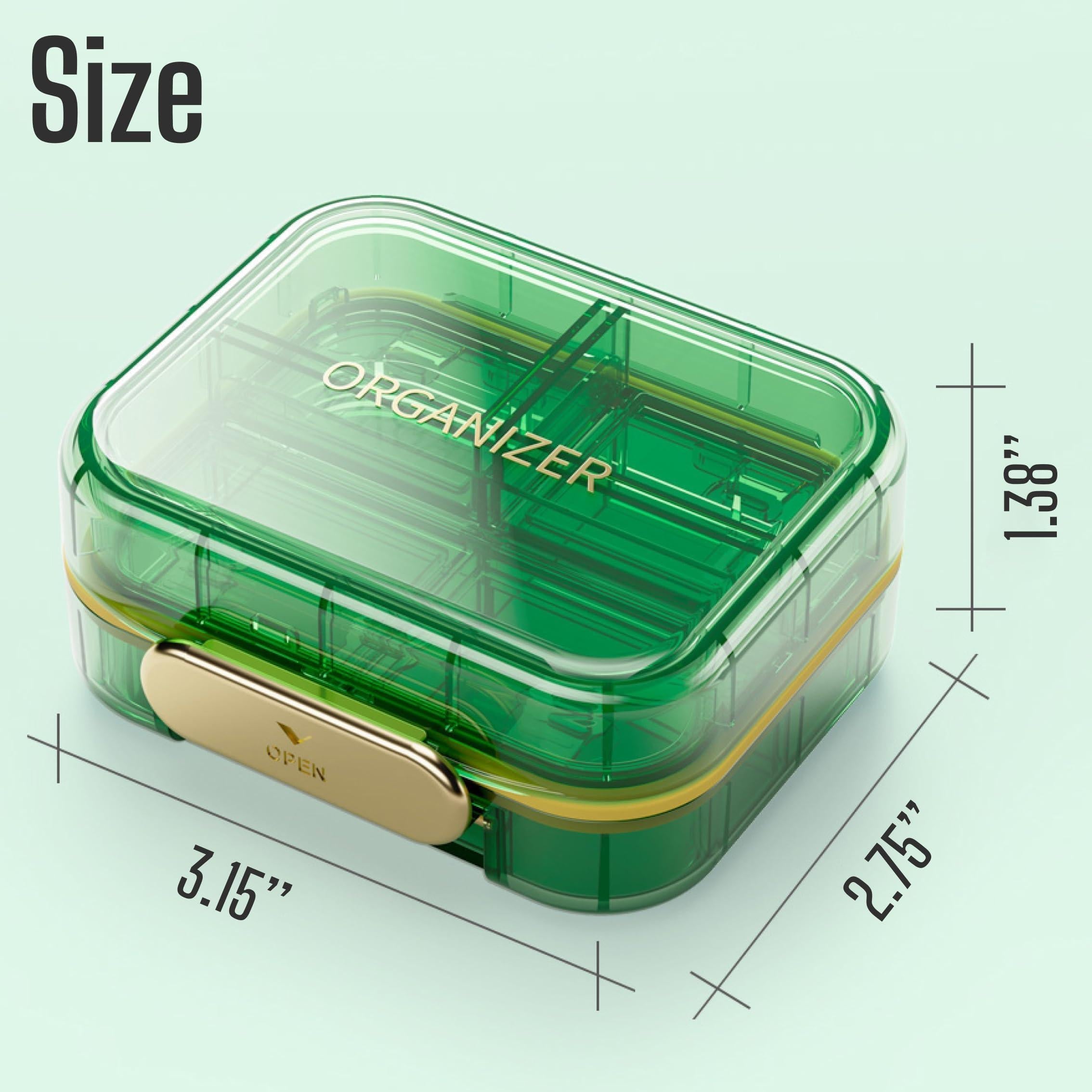 Green Travel Pill Case 7-Slot