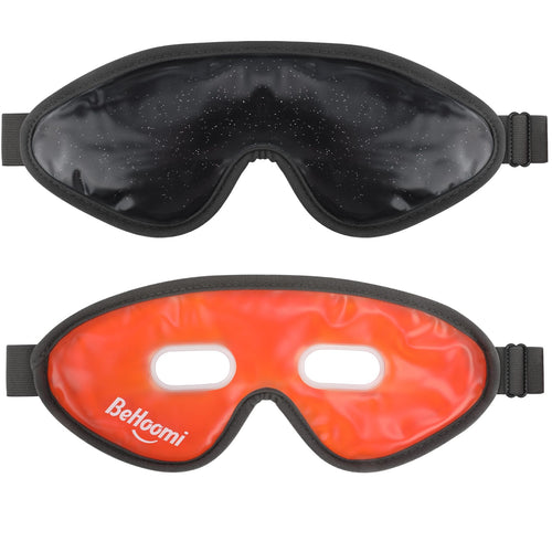 BeHoomi Cooling Eye Mask Gel Eye Mask Cold Compress for Eyes Reusable Eye Ice Pack Cool Relaxation Comfort Snug Fit No Freeze Eye Cover Ice Mask for Home Office 2PCS Black & Orange