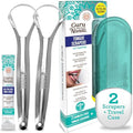 FreshBreath Stainless Steel Tongue Scraper Duo with Travel Case