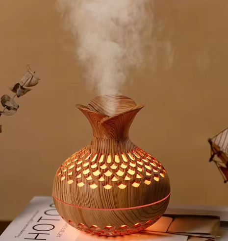 Compact Ultrasonic Wood Grain Humidifier