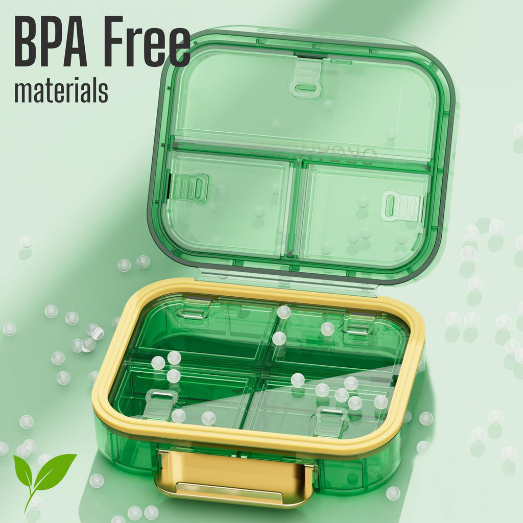 Green Travel Pill Case 7-Slot