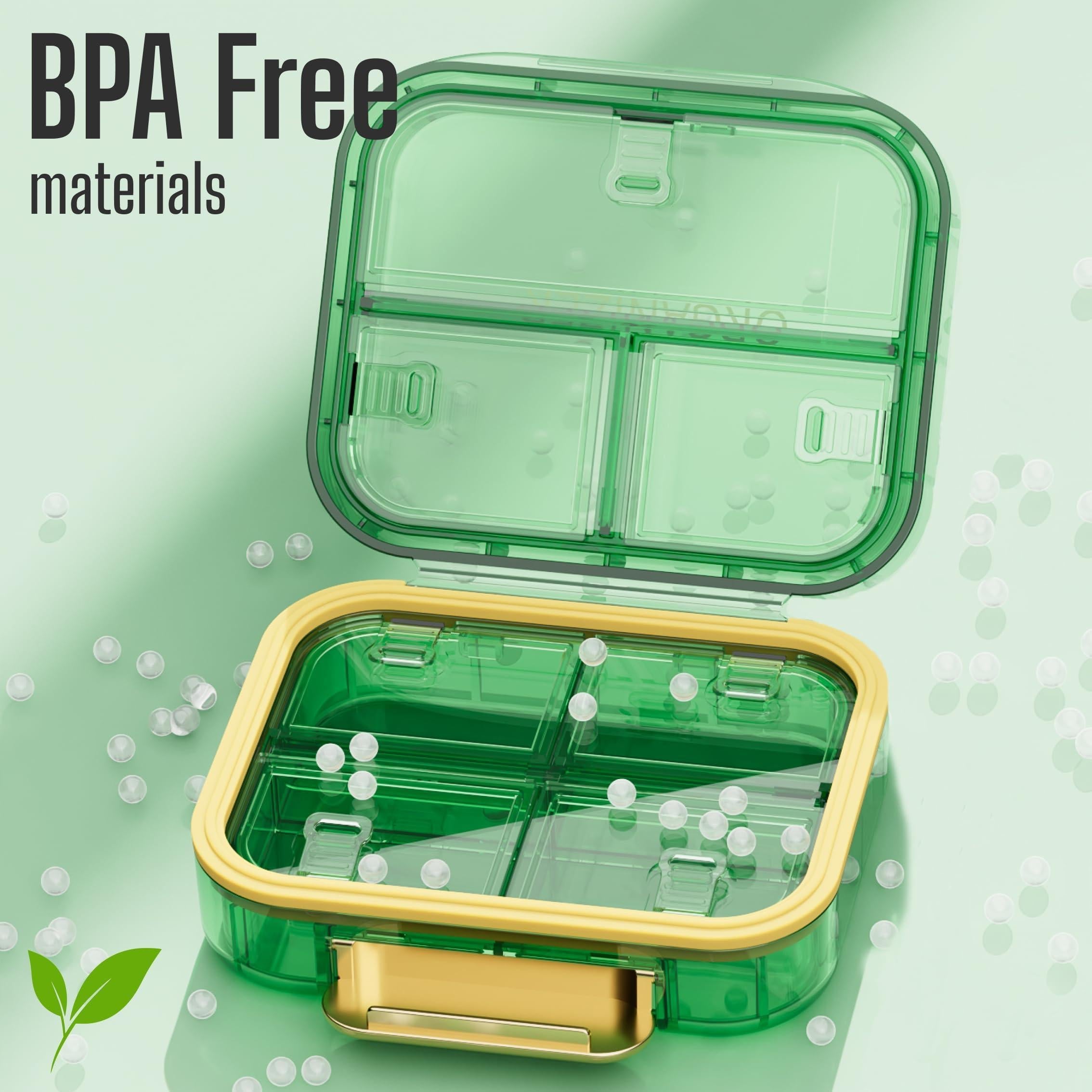 Green Travel Pill Case 7-Slot