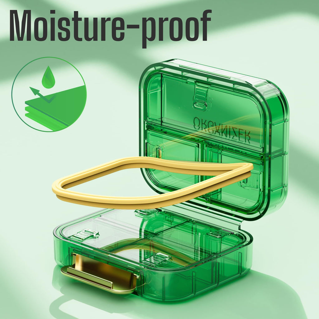Green Travel Pill Case 7-Slot